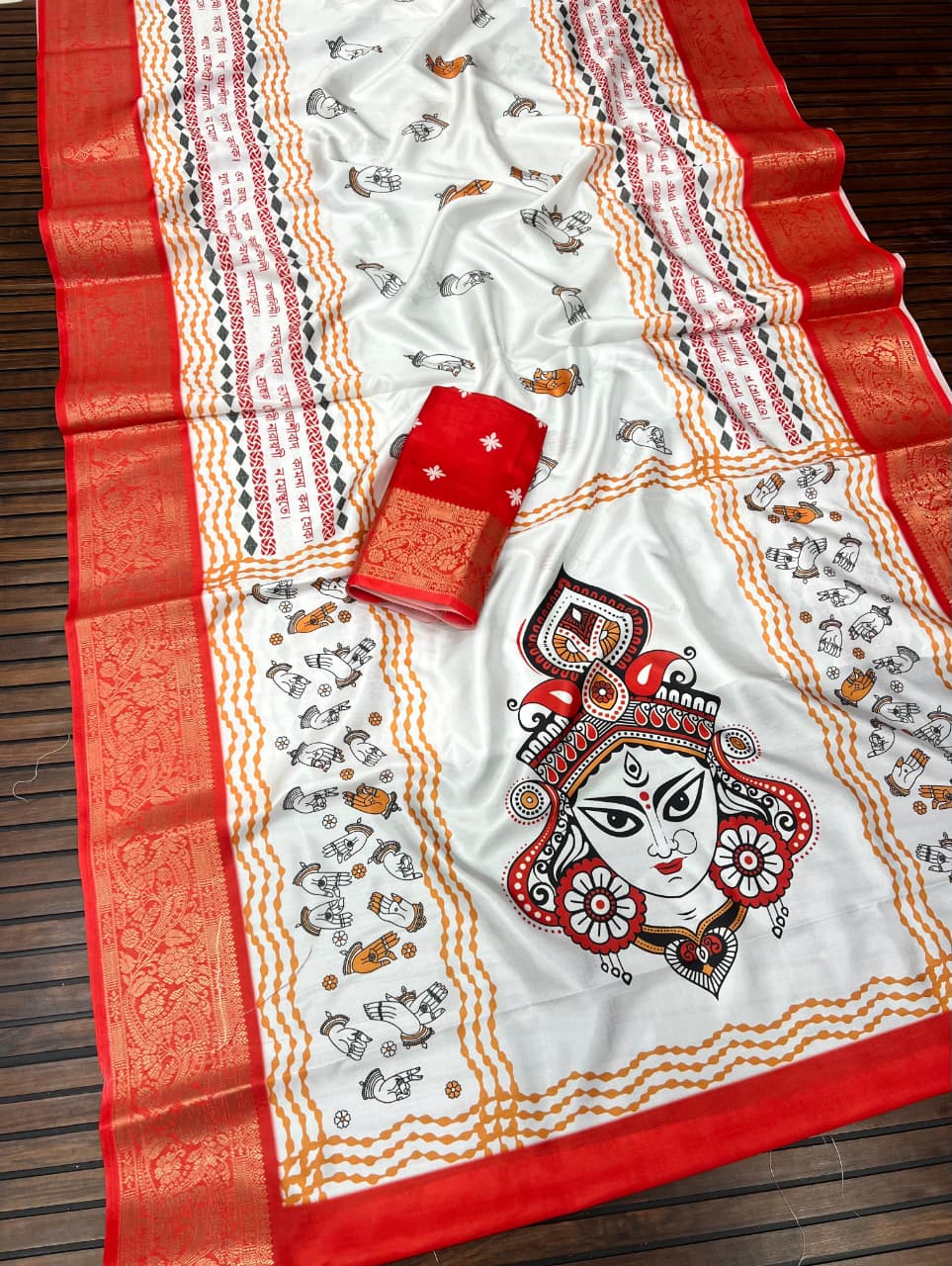 Red Devi – Durga Puja Special Soft Silk Saree with Digital Print SA825-1049