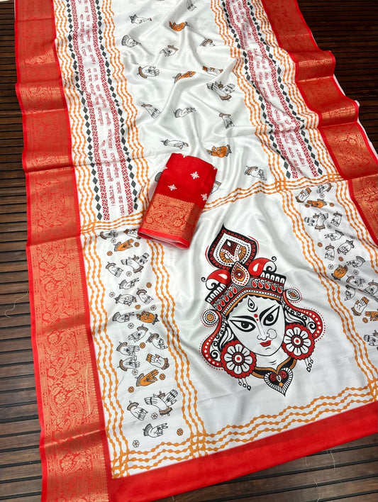 Red Devi – Durga Puja Special Soft Silk Saree with Digital Print SA825-1049