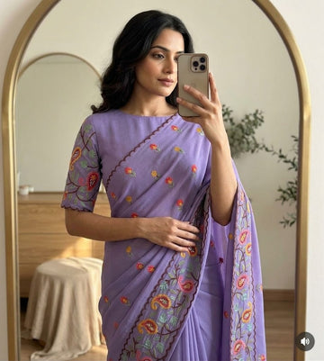 Georgette Saree with Beautiful Embroidered Work SA826-2131