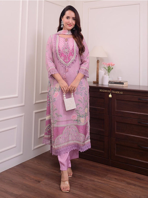 Pink Muslin Pakistani Suit