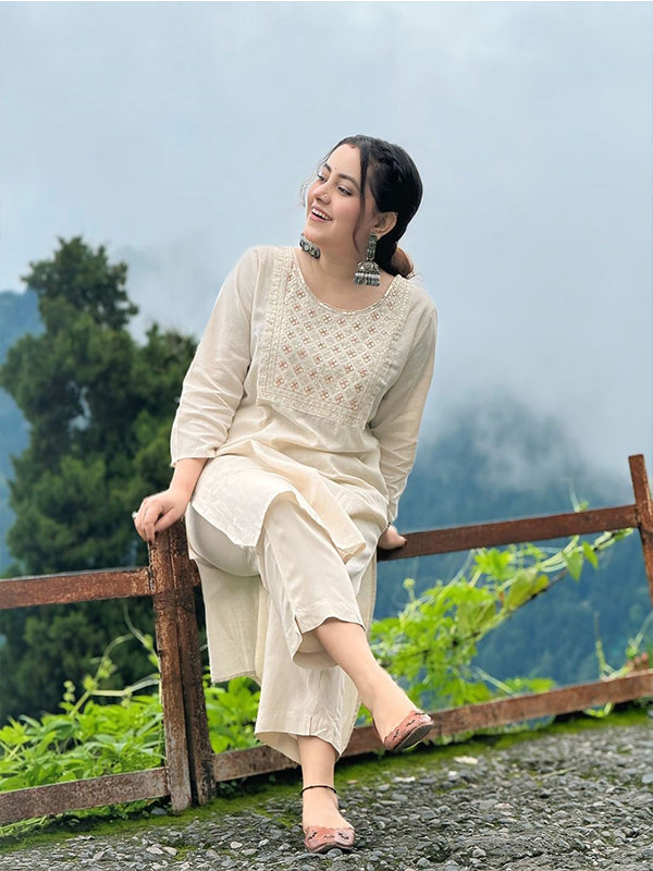 White Chanderi suit set SA125-105