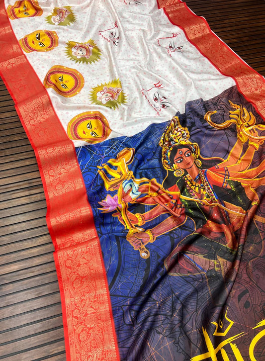 Red Devi – Durga Puja Special Soft Silk Saree with Digital Print SA825-1053