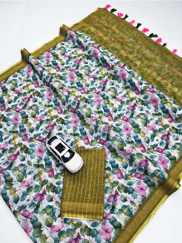 Linen Digital Printed Saree with Fumka (latakan)SA725-852