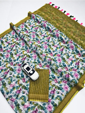 Linen Digital Printed Saree with Fumka (latakan)SA725-852