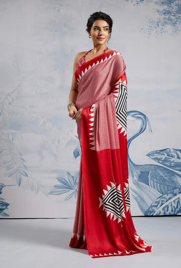 Original Ajrakh Saree with Digital Print SA126-1805