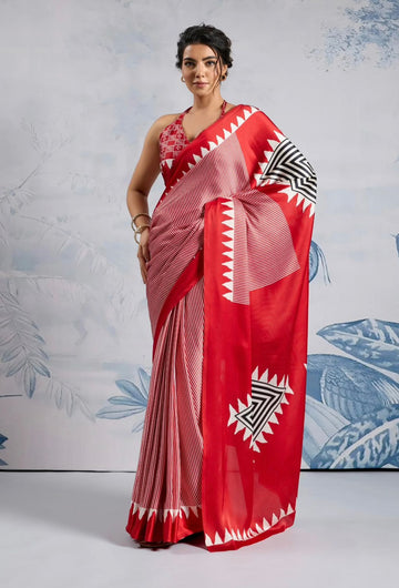 Original Ajrakh Saree with Digital Print SA126-1805
