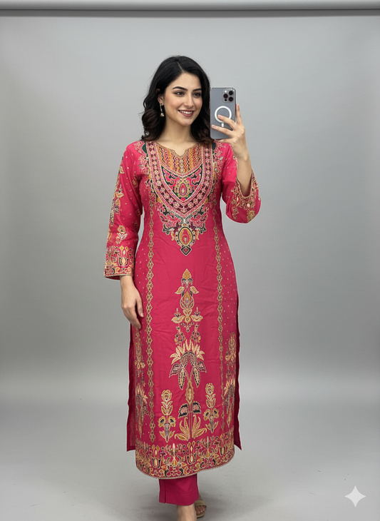Premium Russian Silk 3-Piece Kurti Set | Sizes M-XXL SA925-1250