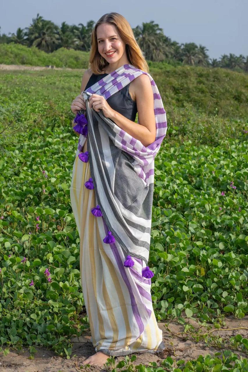 Linen Digital Printed Saree SA825-1340