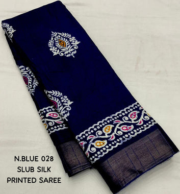 Soft Silk Slub Woven Saree with Batik Print SA725-902