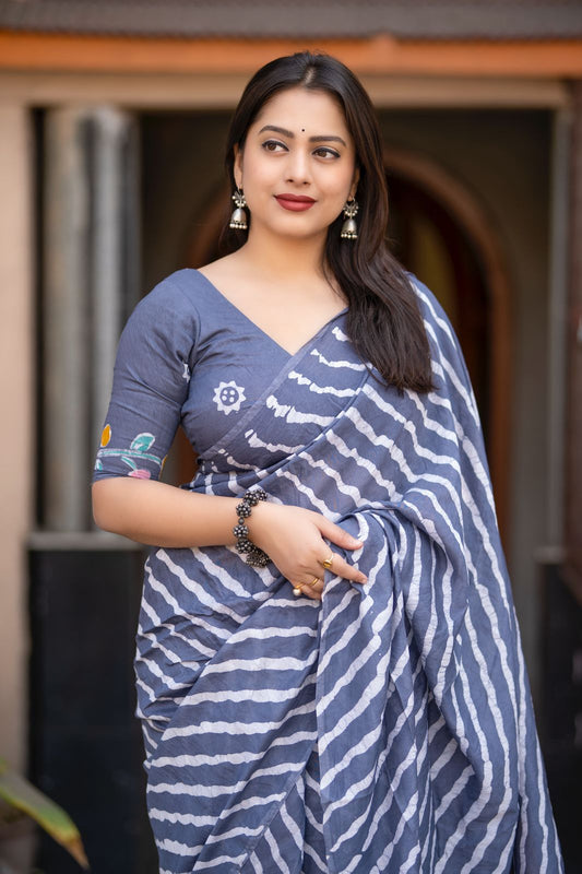 Premium Chanderi Cotton Hand Batik Saree SA725-898
