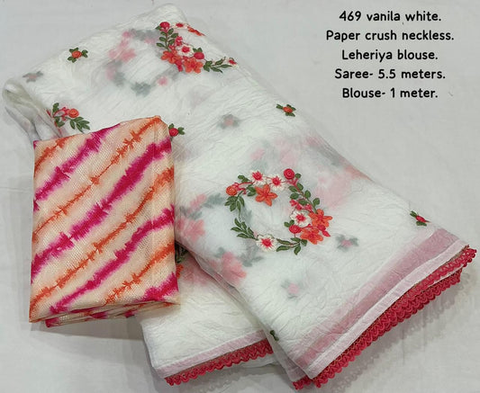 Paper Crush Necklace Embroidery Saree SA725-897