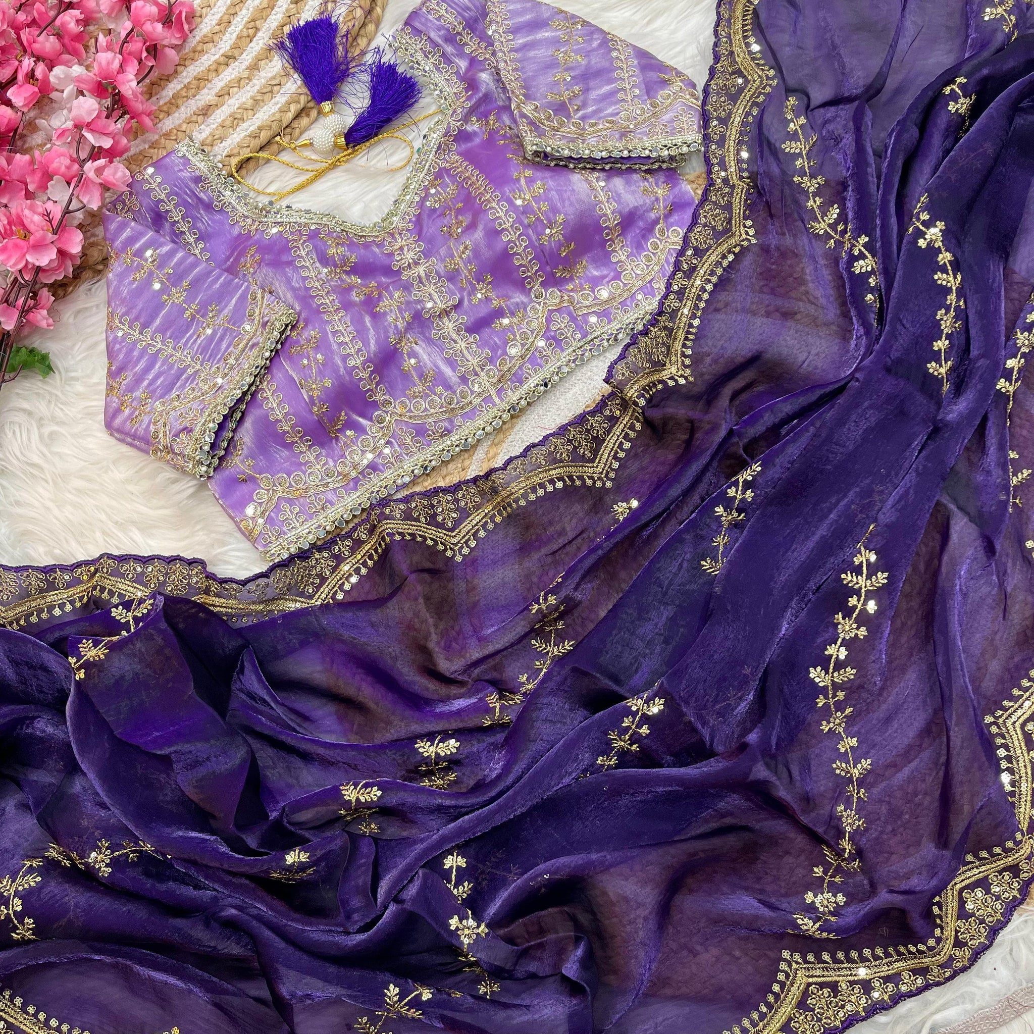 Elegant 3mm Sequin Embroidered Leheriya Saree  SA725-912