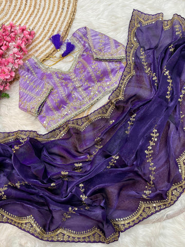 Elegant 3mm Sequin Embroidered Leheriya Saree  SA725-912