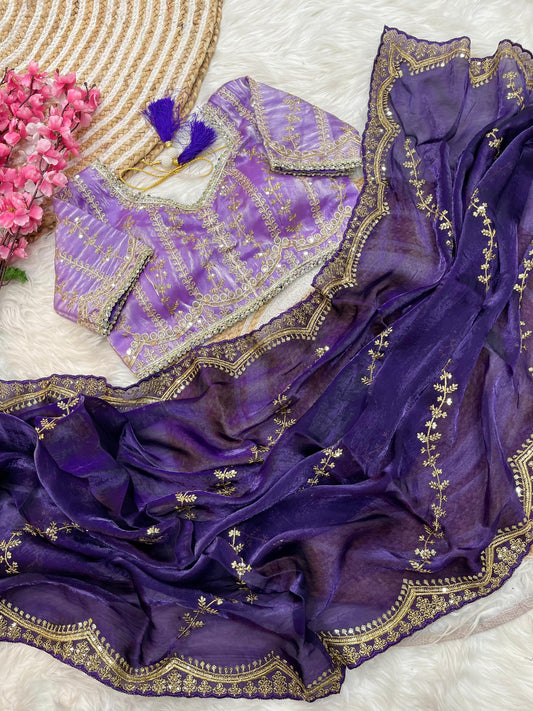 Elegant 3mm Sequin Embroidered Leheriya Saree  SA725-912