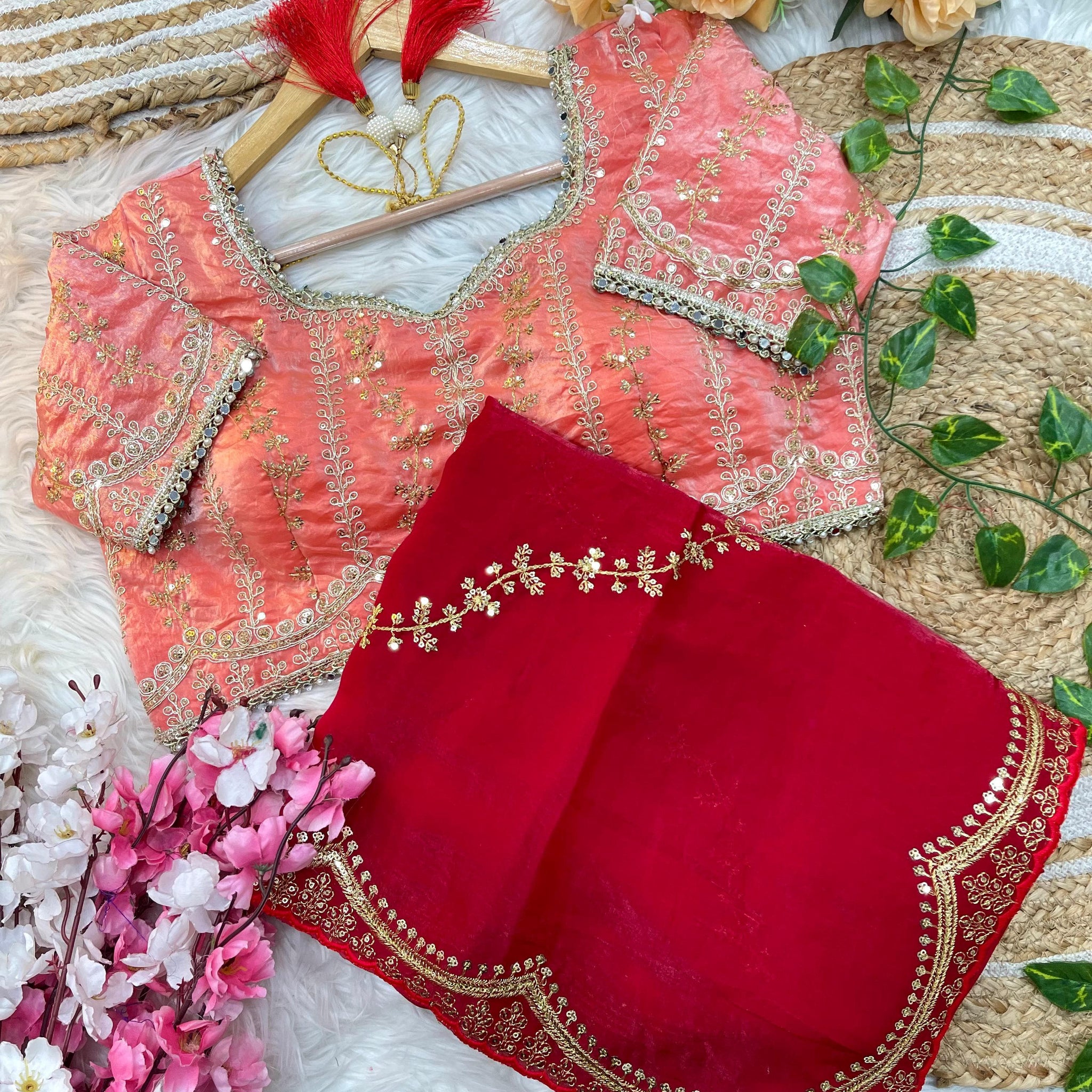 Elegant 3mm Sequin Embroidered Leheriya Saree  SA725-914