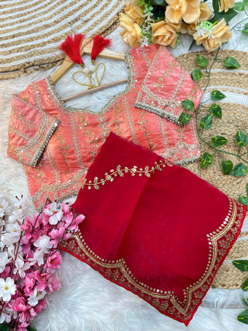 Elegant 3mm Sequin Embroidered Leheriya Saree  SA725-914