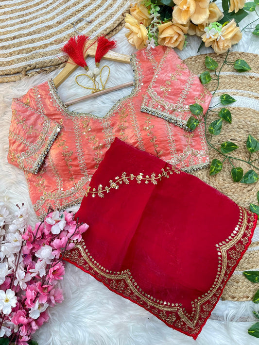 Elegant 3mm Sequin Embroidered Leheriya Saree  SA725-914