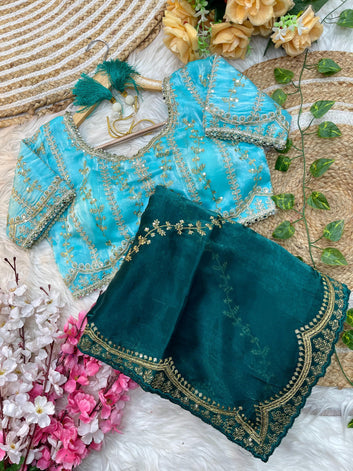 Elegant 3mm Sequin Embroidered Leheriya Saree  SA725-914