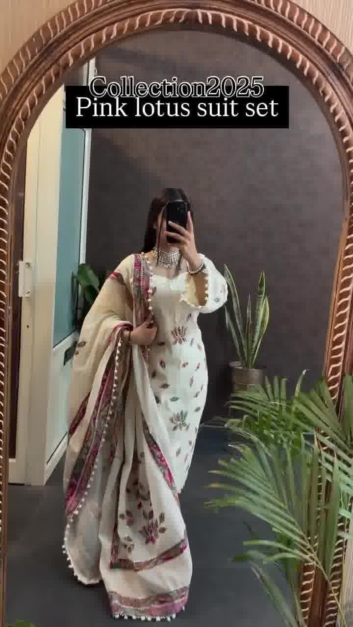 Pink Lotus Mul Chanderi Suit Set|| SA725-933