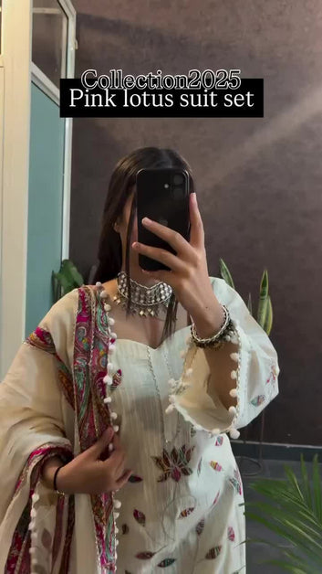 Pink Lotus Mul Chanderi Suit Set|| SA725-933