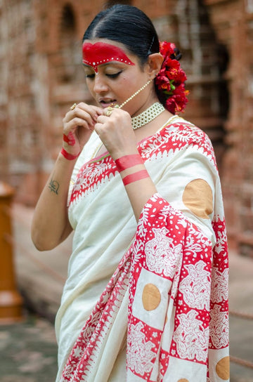 Divine Durga Puja Drape – Silk Elegance SA825-954