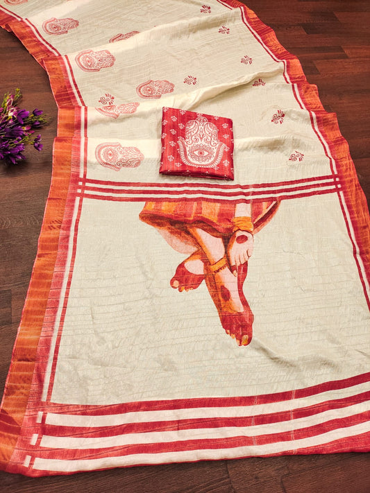 Divine Durga Puja Drape – Silk Elegance SA825-956