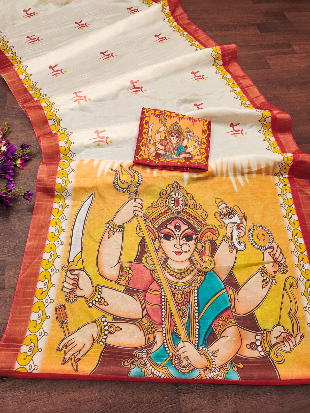 Divine Durga Puja Drape – Silk Elegance SA825-957