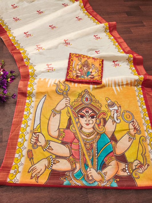 Divine Durga Puja Drape – Silk Elegance SA825-957