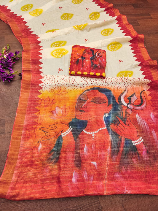 Divine Durga Puja Drape – Silk Elegance SA825-958