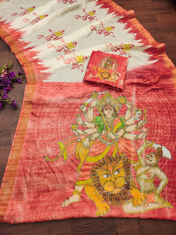 Divine Durga Puja Drape – Silk Elegance SA825-960