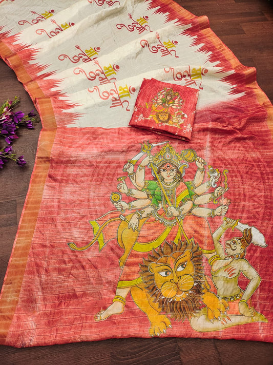 Divine Durga Puja Drape – Silk Elegance SA825-960