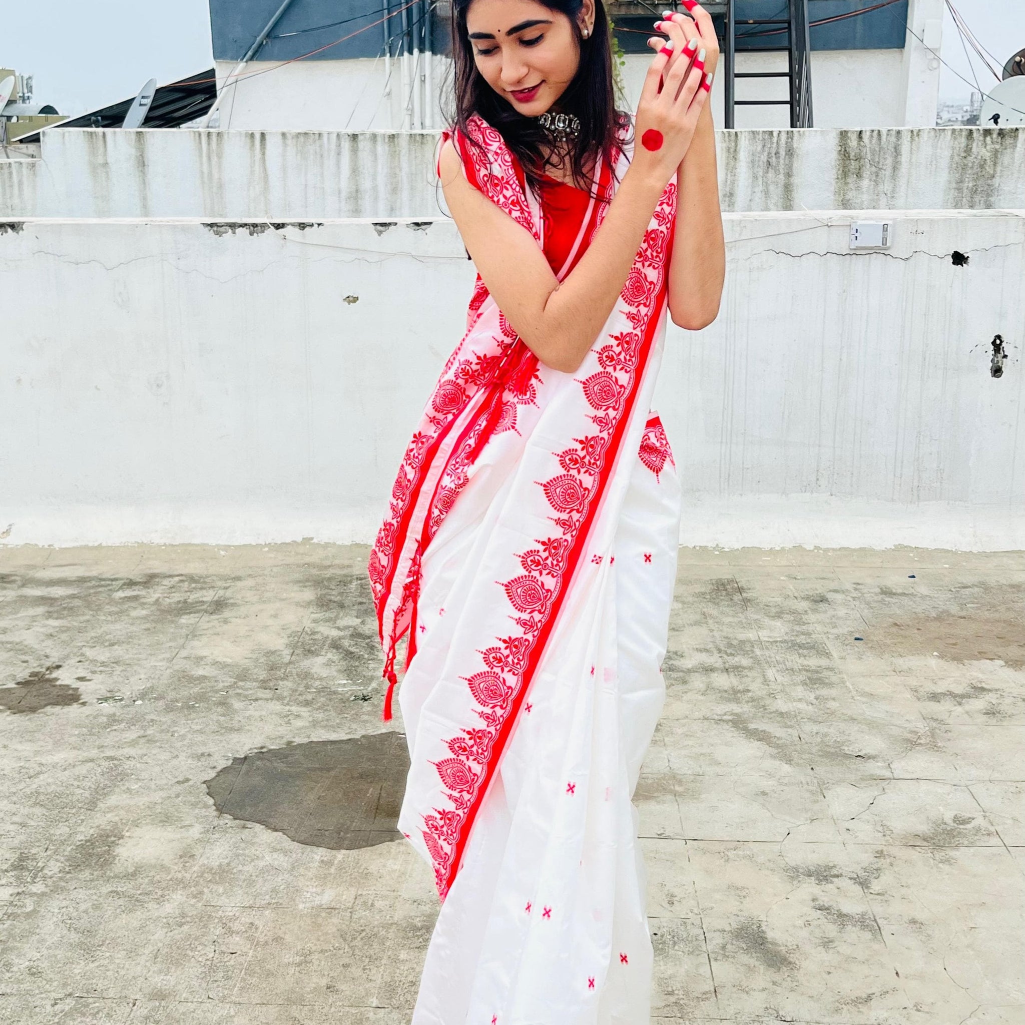 Divine Durga Puja Drape – Silk Elegance SA825-955