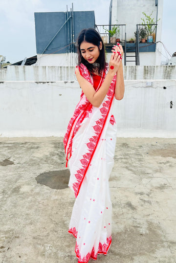 Divine Durga Puja Drape – Silk Elegance SA825-955