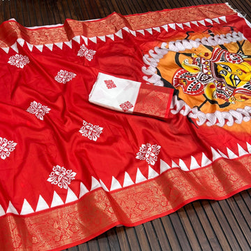 Divine Durga Puja Drape – Silk Elegance SA825-930