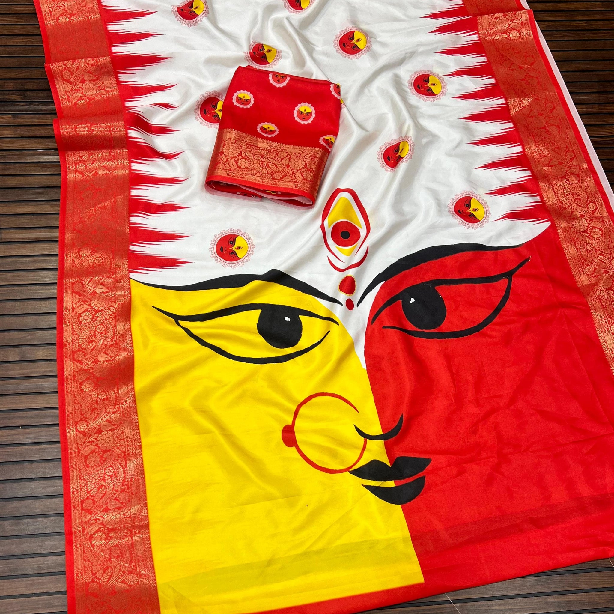 Divine Durga Puja Drape – Silk Elegance SA825-932