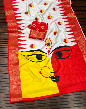 Divine Durga Puja Drape – Silk Elegance SA825-932