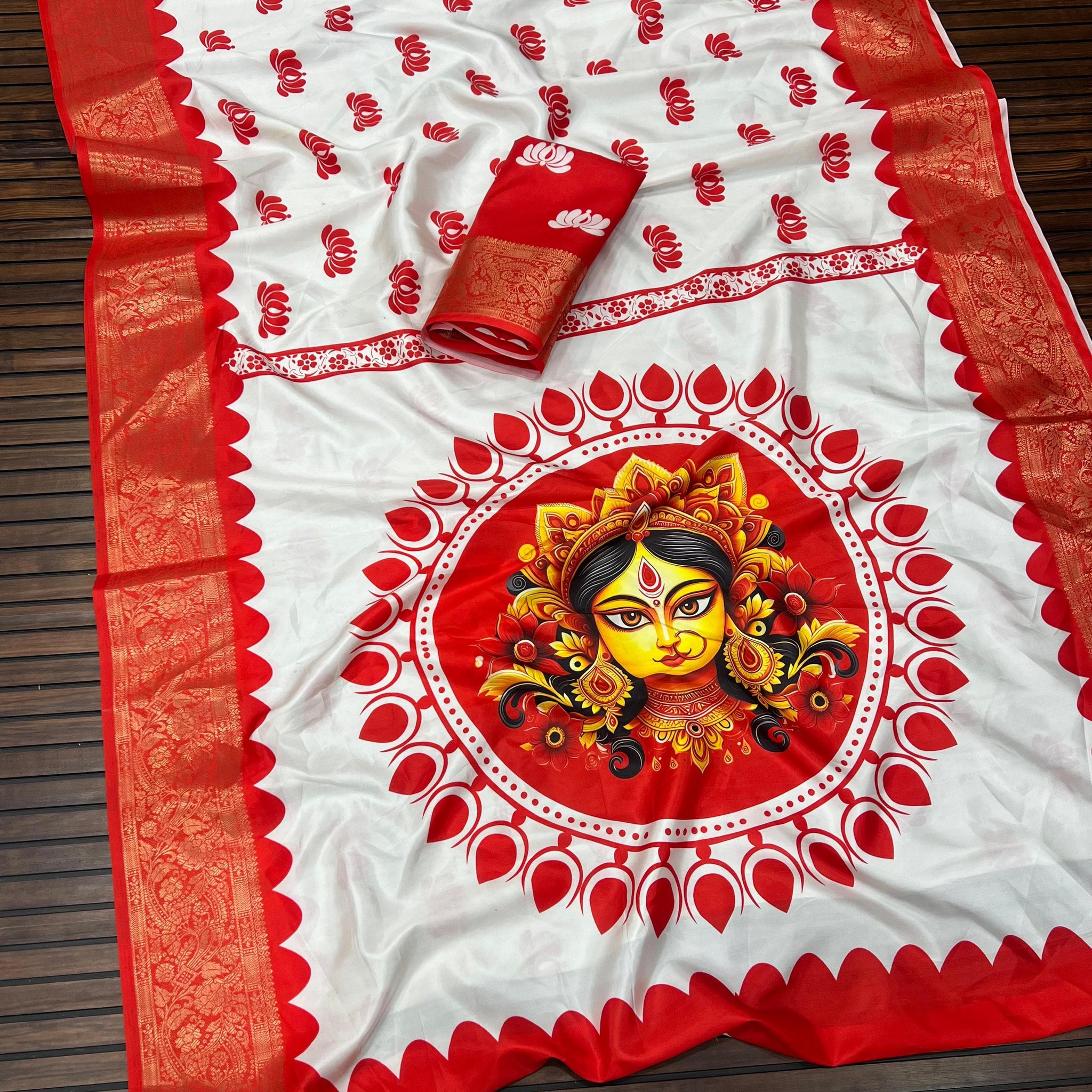 Divine Durga Puja Drape – Silk Elegance SA825-933