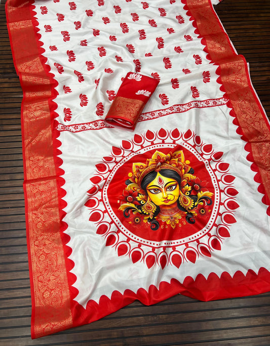 Divine Durga Puja Drape – Silk Elegance SA825-933