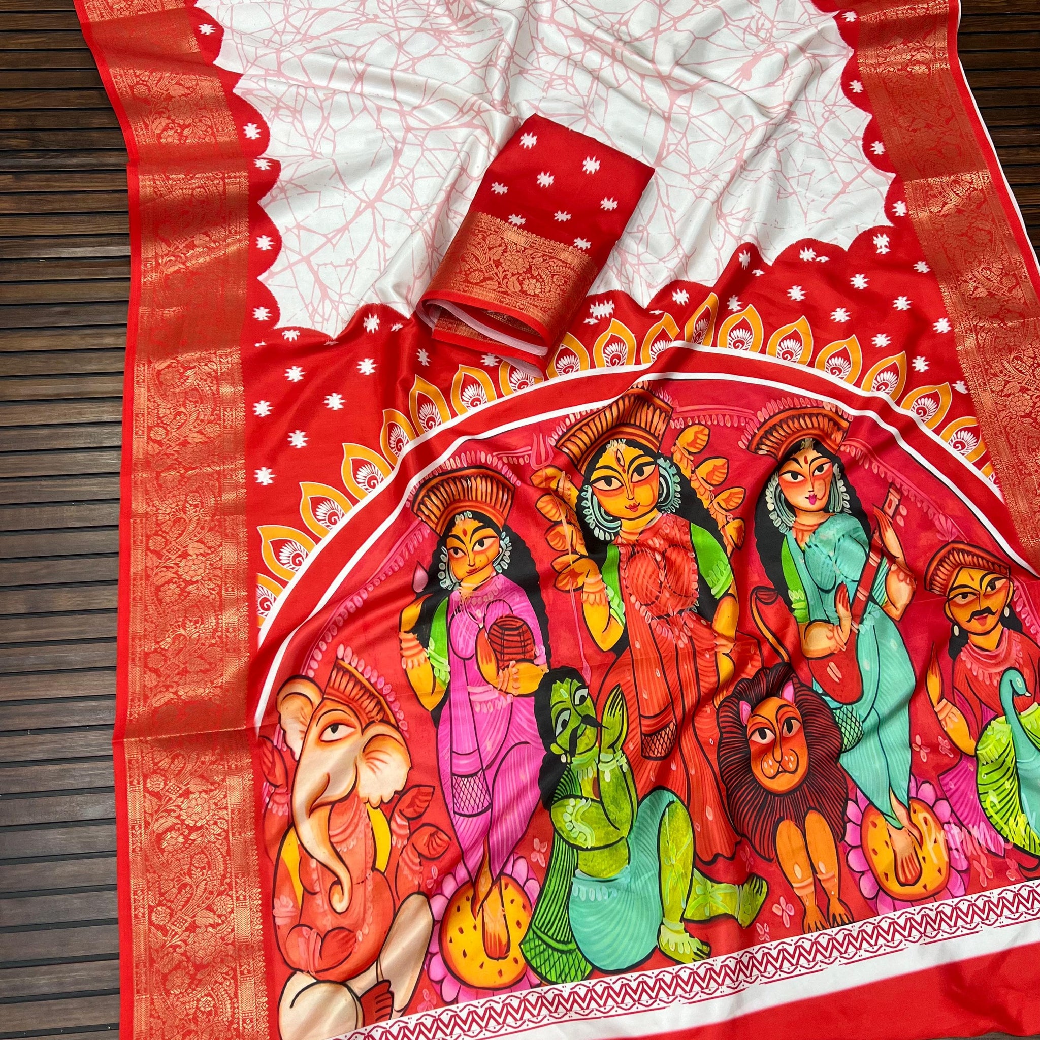 Divine Durga Puja Drape – Silk Elegance SA825-934