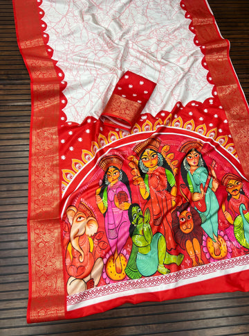 Divine Durga Puja Drape – Silk Elegance SA825-934