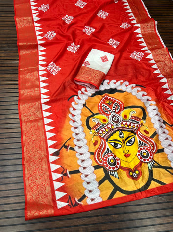 Divine Durga Puja Drape – Silk Elegance SA825-930