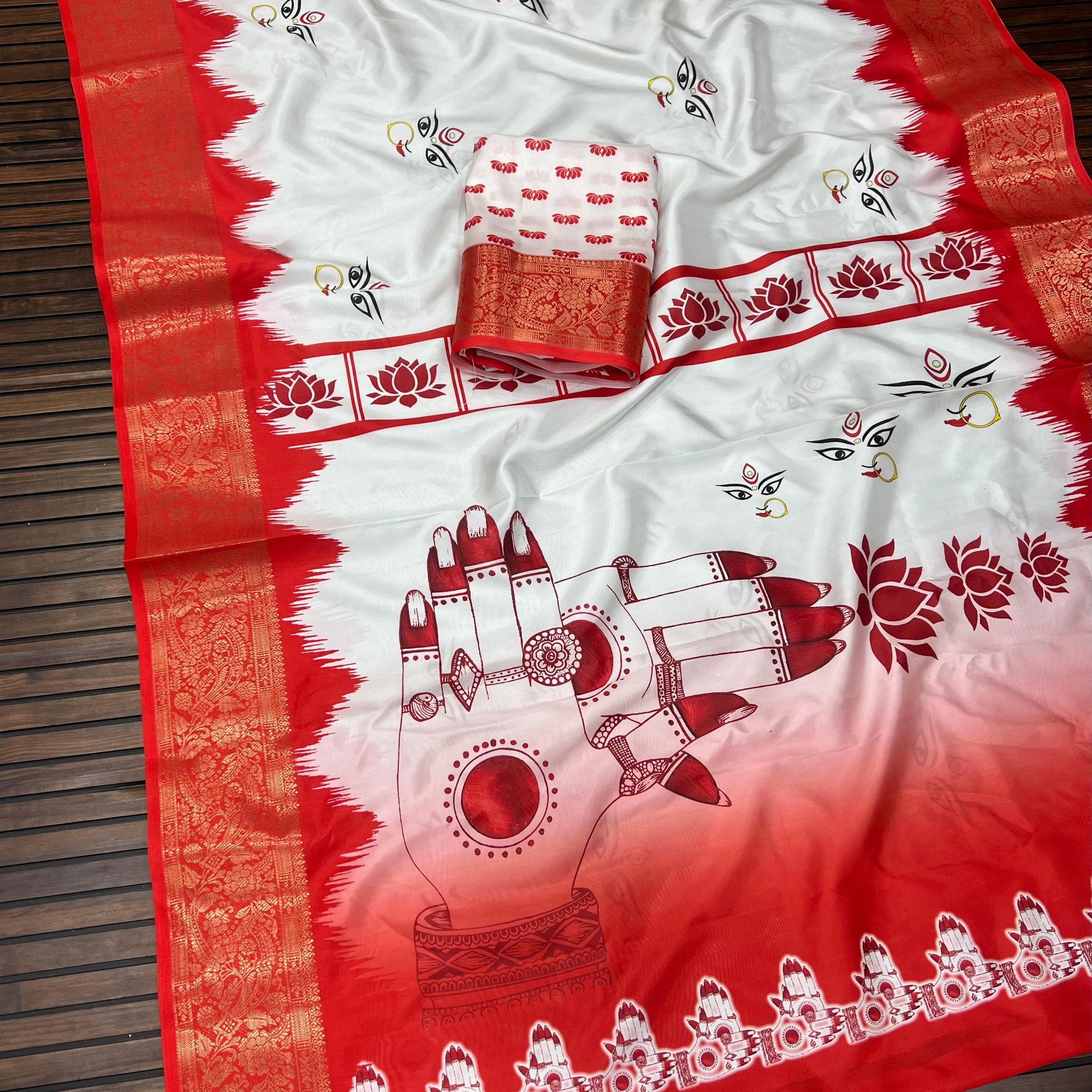 Divine Durga Puja Drape – Silk Elegance SA825-937