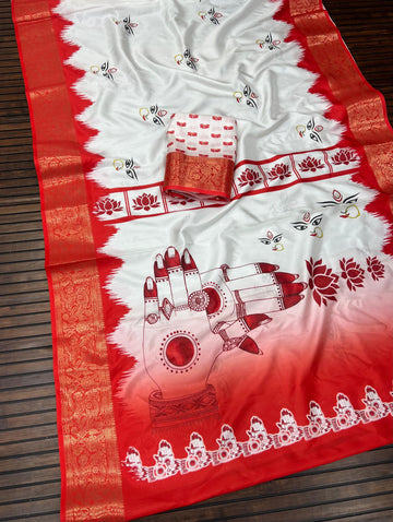 Divine Durga Puja Drape – Silk Elegance SA825-937