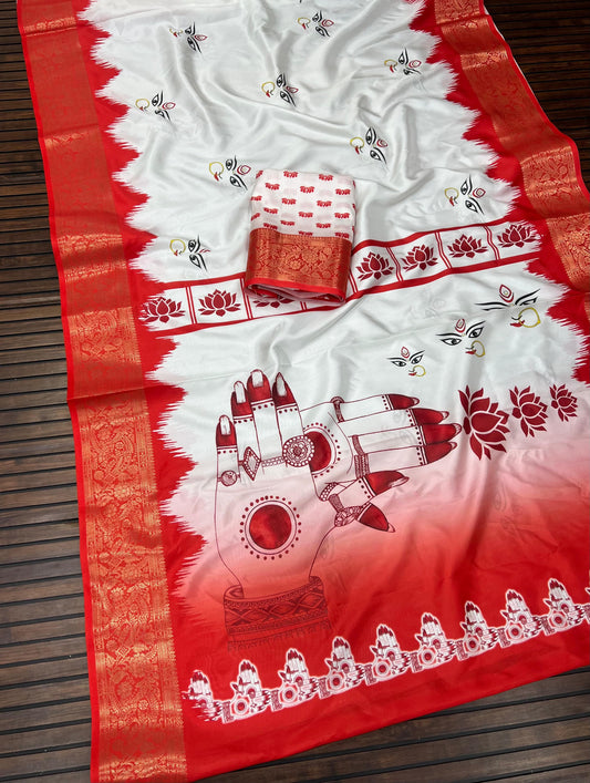 Divine Durga Puja Drape – Silk Elegance SA825-937