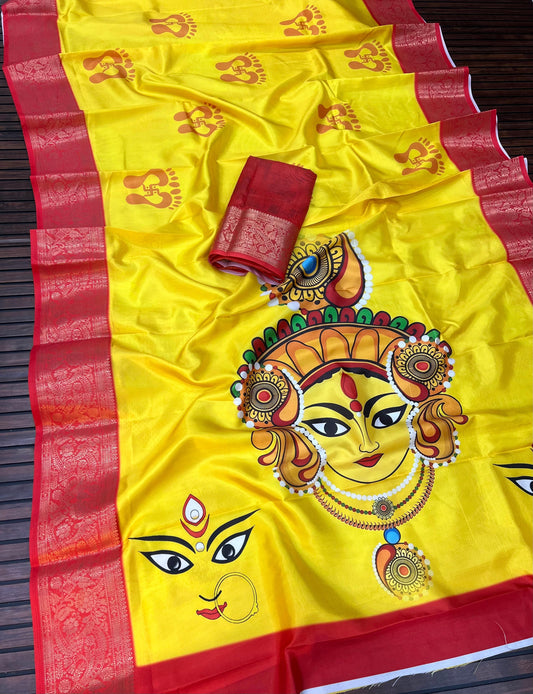 Divine Durga Puja Drape – Silk Elegance SA825-936