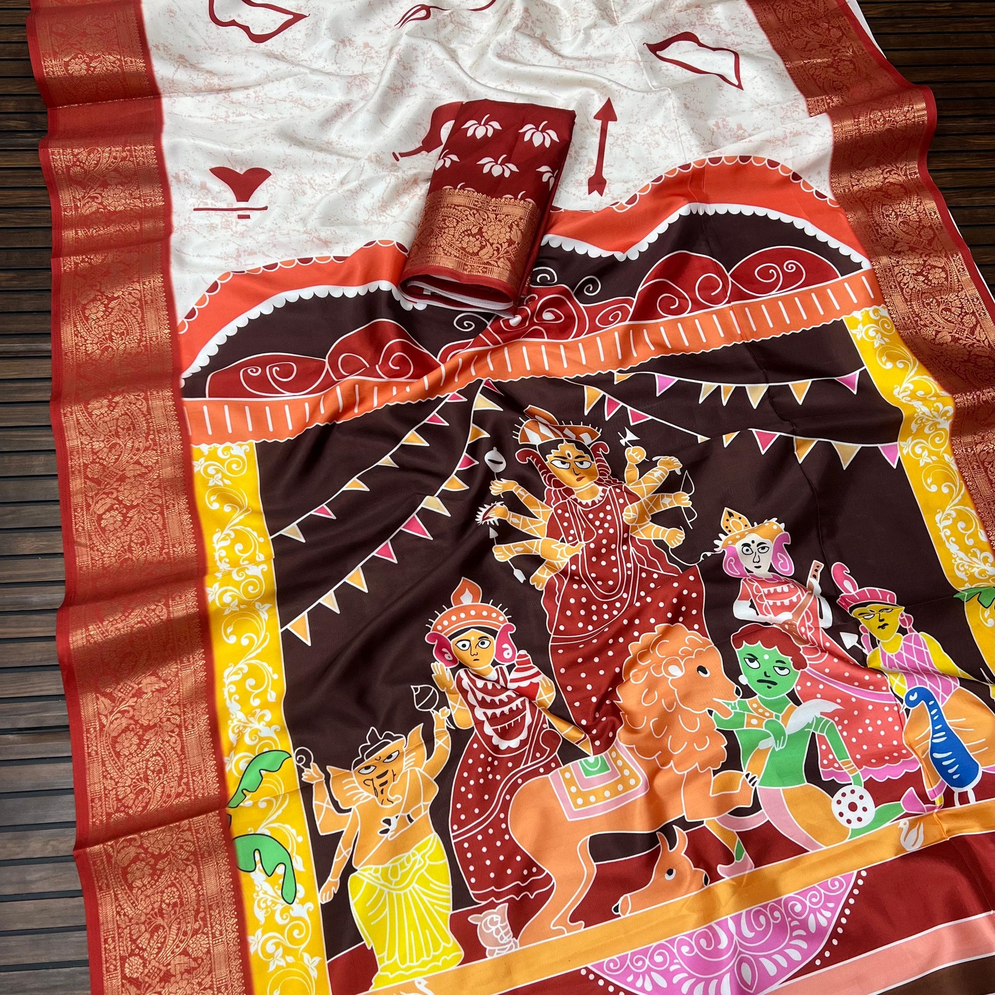 Divine Durga Puja Drape – Silk Elegance SA825-939