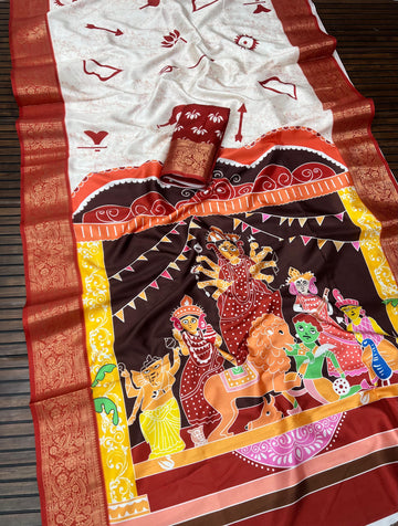 Divine Durga Puja Drape – Silk Elegance SA825-939