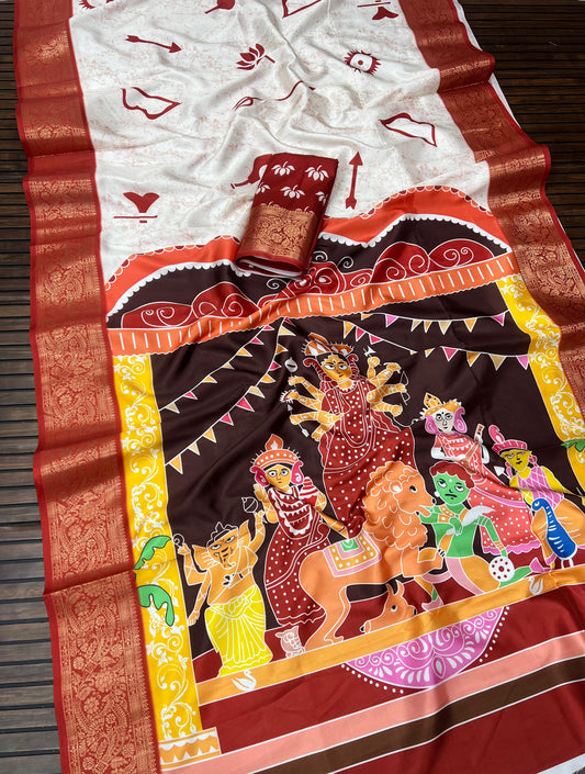 Divine Durga Puja Drape – Silk Elegance SA825-939