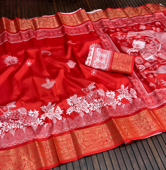 Divine Durga Puja Drape – Silk Elegance SA825-940