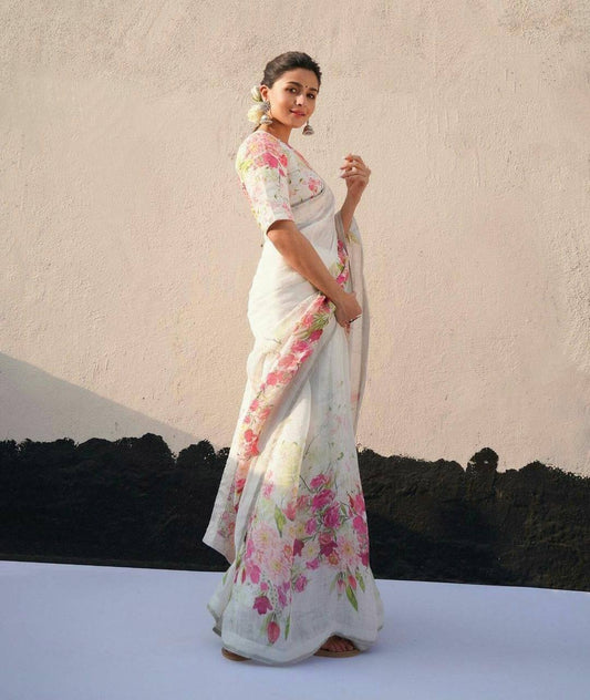 Linen Digital Printed Saree SA825-1361